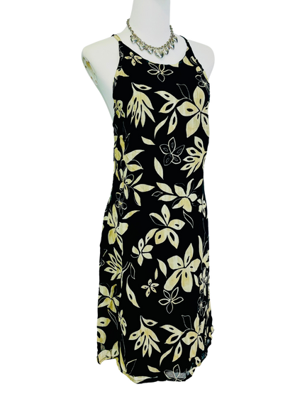 Abito vintage a fiori con spalline incrociate – stampa floreale tropicale