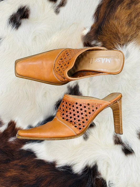 Mules vintage in pelle intrecciata “Mascia” – Made in Italy |Taglia 40
