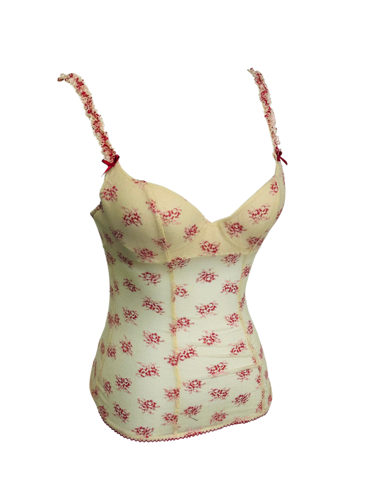 Corsetto Vintage in tulle floreale