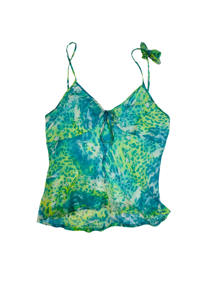 Top vintage in pura seta fantasia animalier