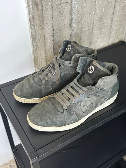 GUCCI - Sneakers High-Top in Pelle Scamosciata – Logo GG Laterale | Tg 42