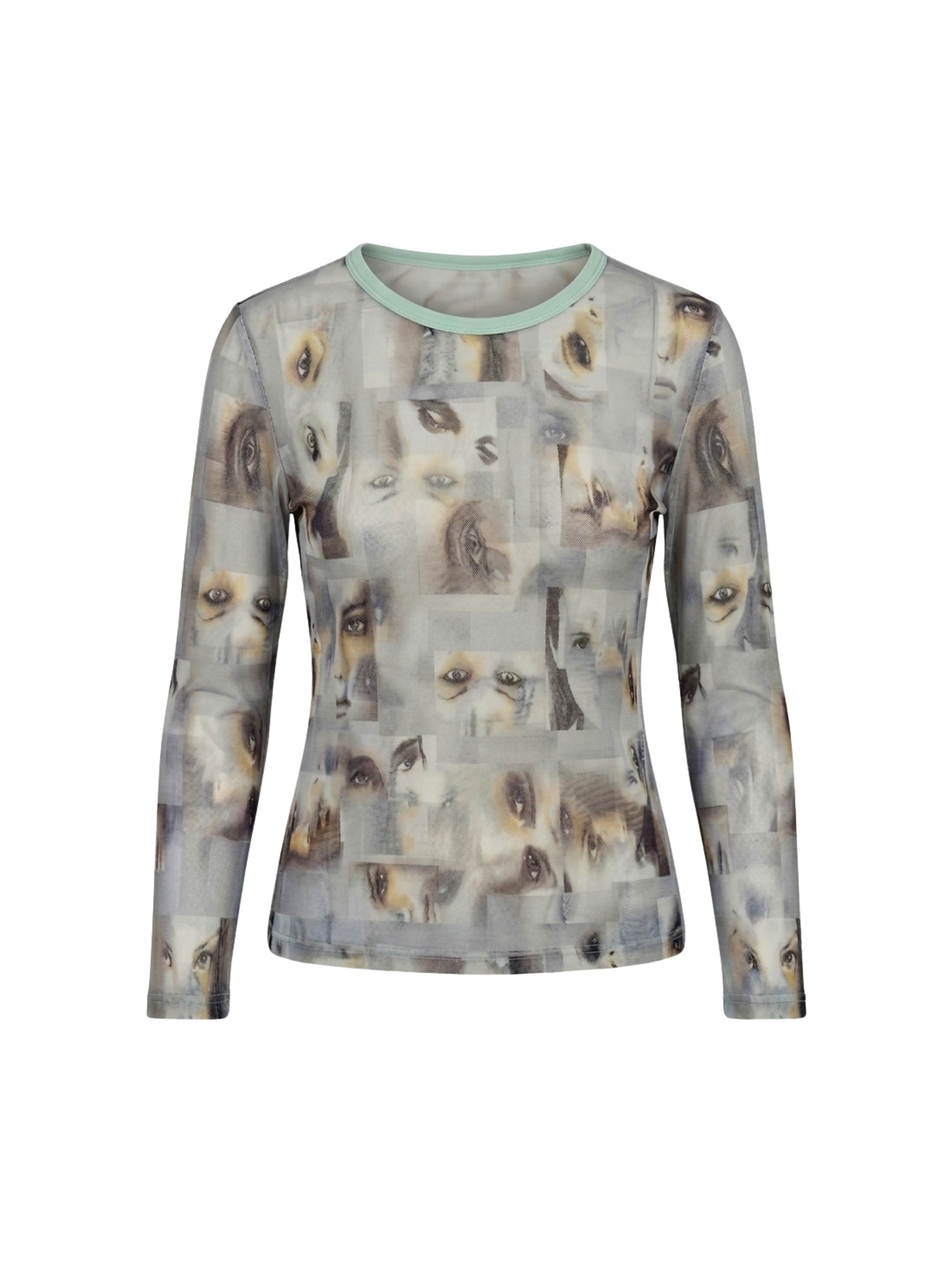 Top in Micromesh “Occhi” Stampato – Anni 2000 Y2K Style