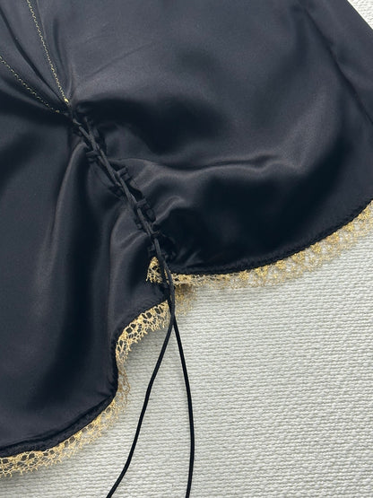 JUST CAVALLI - Tubino nero con pizzo oro