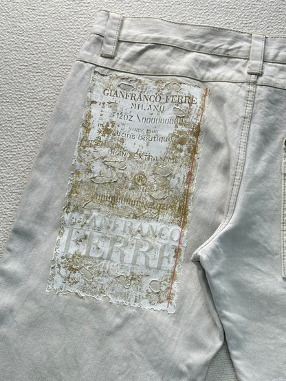 GIANFRANCO FERRÉ – Jeans Bianchi con dettagli logo dorati