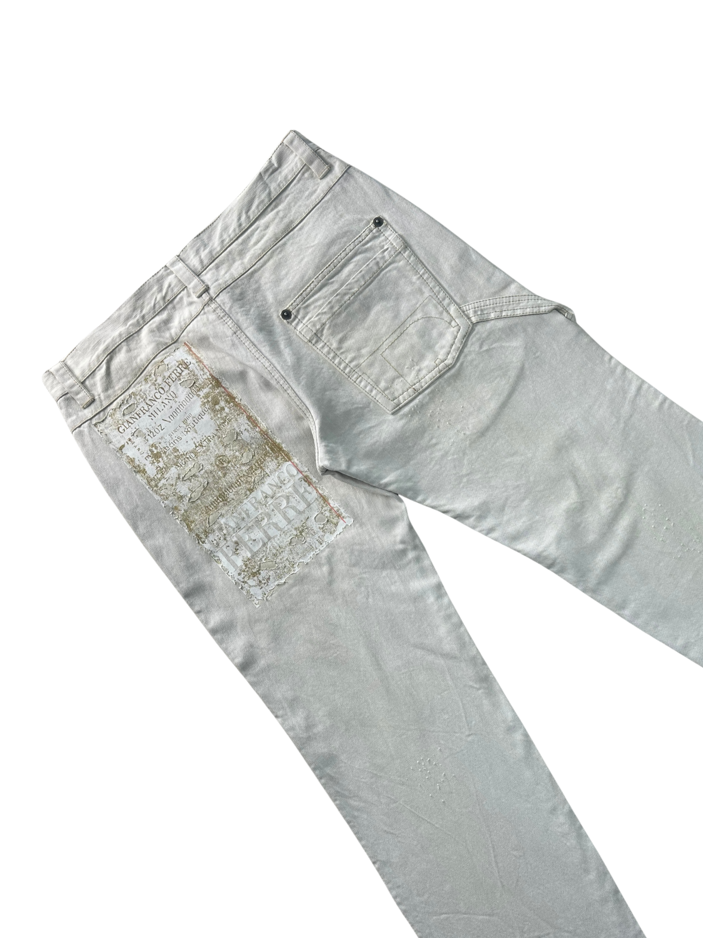 GIANFRANCO FERRÉ – Jeans Bianchi con dettagli logo dorati