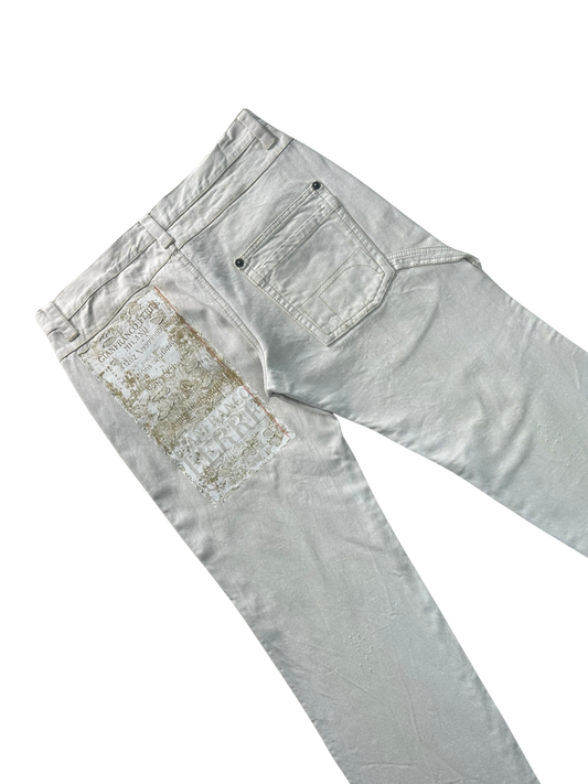 GIANFRANCO FERRÉ – Jeans Bianchi con dettagli logo dorati