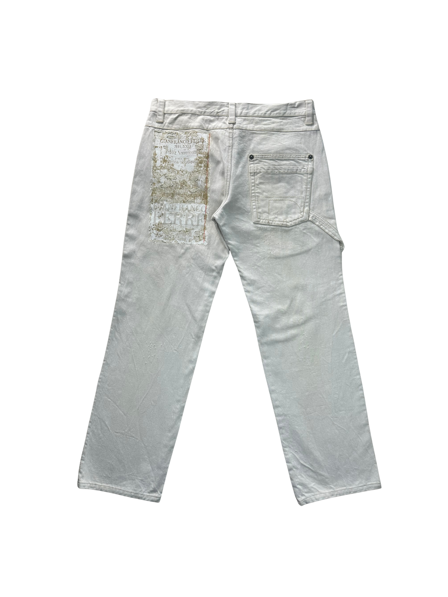 GIANFRANCO FERRÉ – Jeans Bianchi con dettagli logo dorati