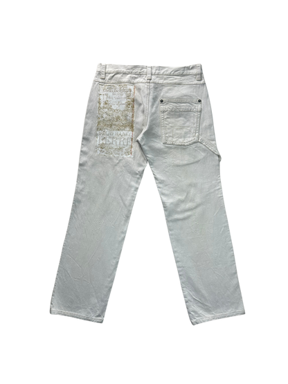 GIANFRANCO FERRÉ – Jeans Bianchi con dettagli logo dorati