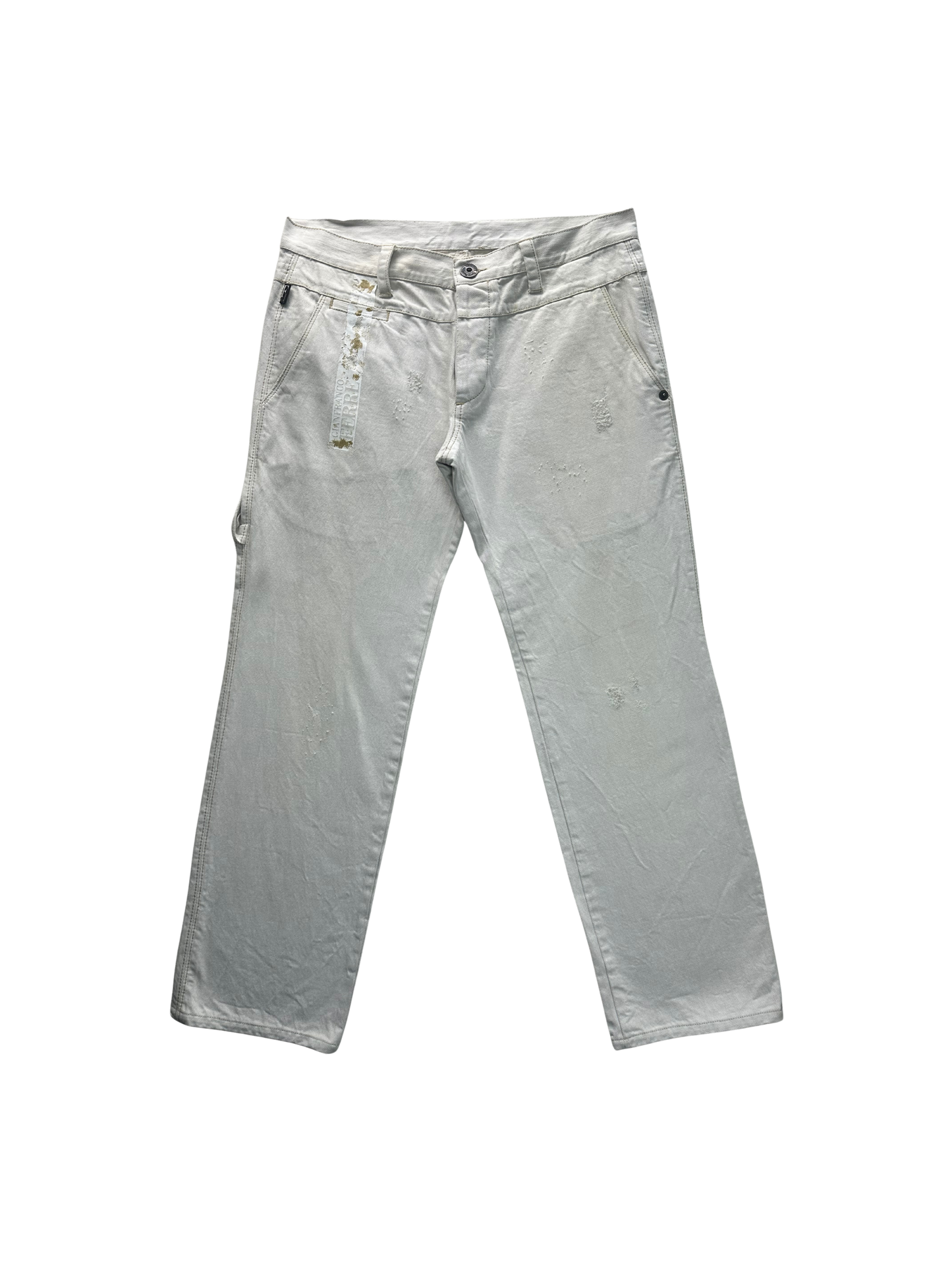 GIANFRANCO FERRÉ – Jeans Bianchi con dettagli logo dorati