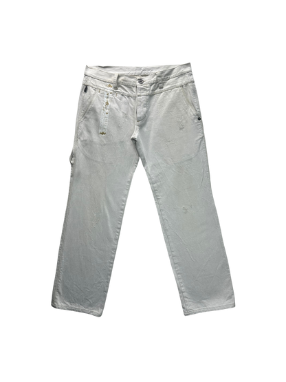 GIANFRANCO FERRÉ – Jeans Bianchi con dettagli logo dorati