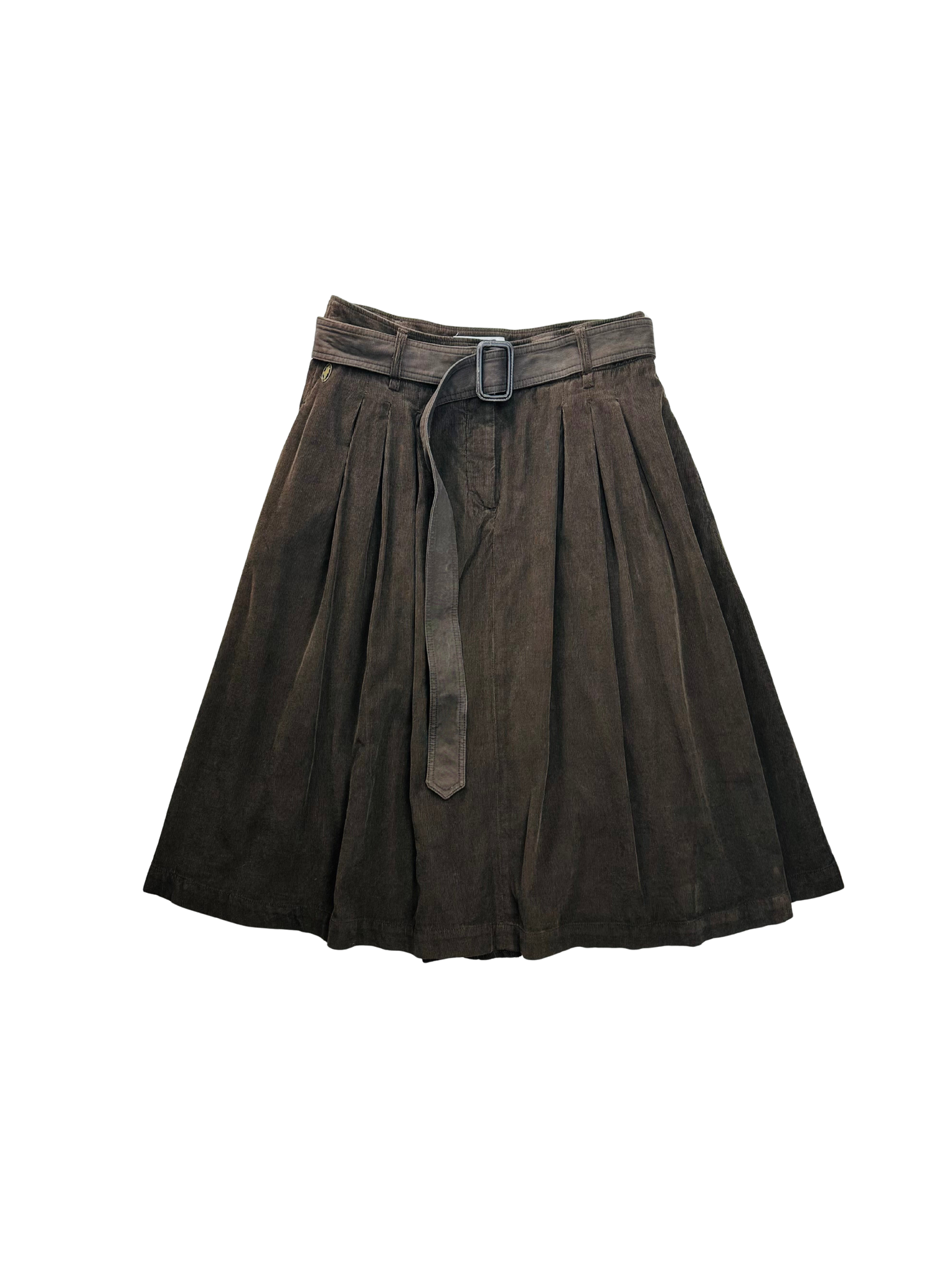 MCS Marlboro Classics - Gonna in Velluto a Coste Marrone con Cintura | Tg. 44 IT