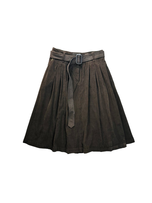 MCS Marlboro Classics - Gonna in Velluto a Coste Marrone con Cintura | Tg. 44 IT