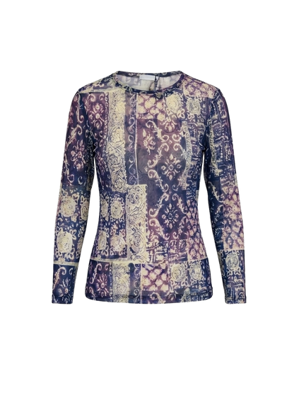 Top in Micromesh Patchwork Viola – Anni 2000 Revival