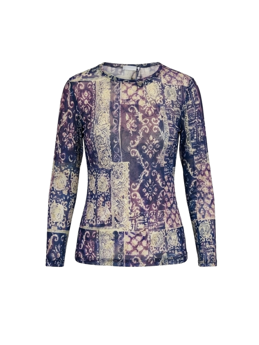 Top in Micromesh Patchwork Viola – Anni 2000 Revival