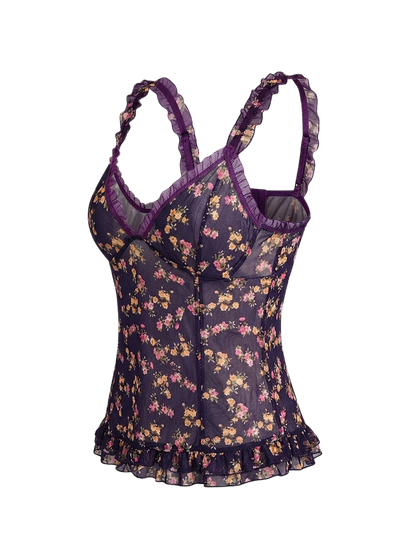 Y2k micromesh top floreale