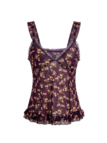 Y2k micromesh top floreale