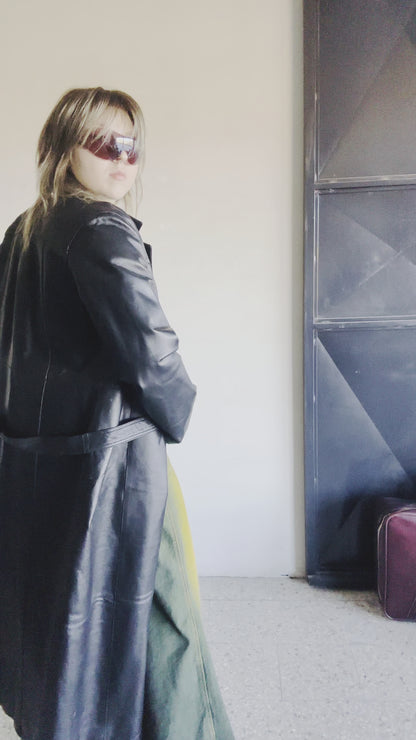 Cappotto lungo pelle nero “Matrix”